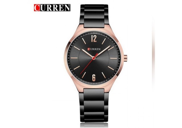 Ceas barbatesc elegant CURREN, cu bratara metalica, Negru/Auriu - M8280NA